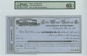Little Miami Railroad Co. - Unissued Stock Certificate